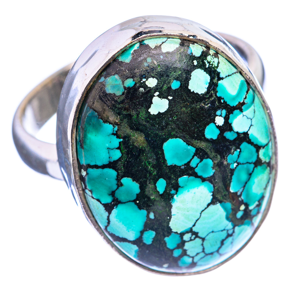Large Tibetan Turquoise Ring Size 10.75 (925 Sterling Silver) R142896
