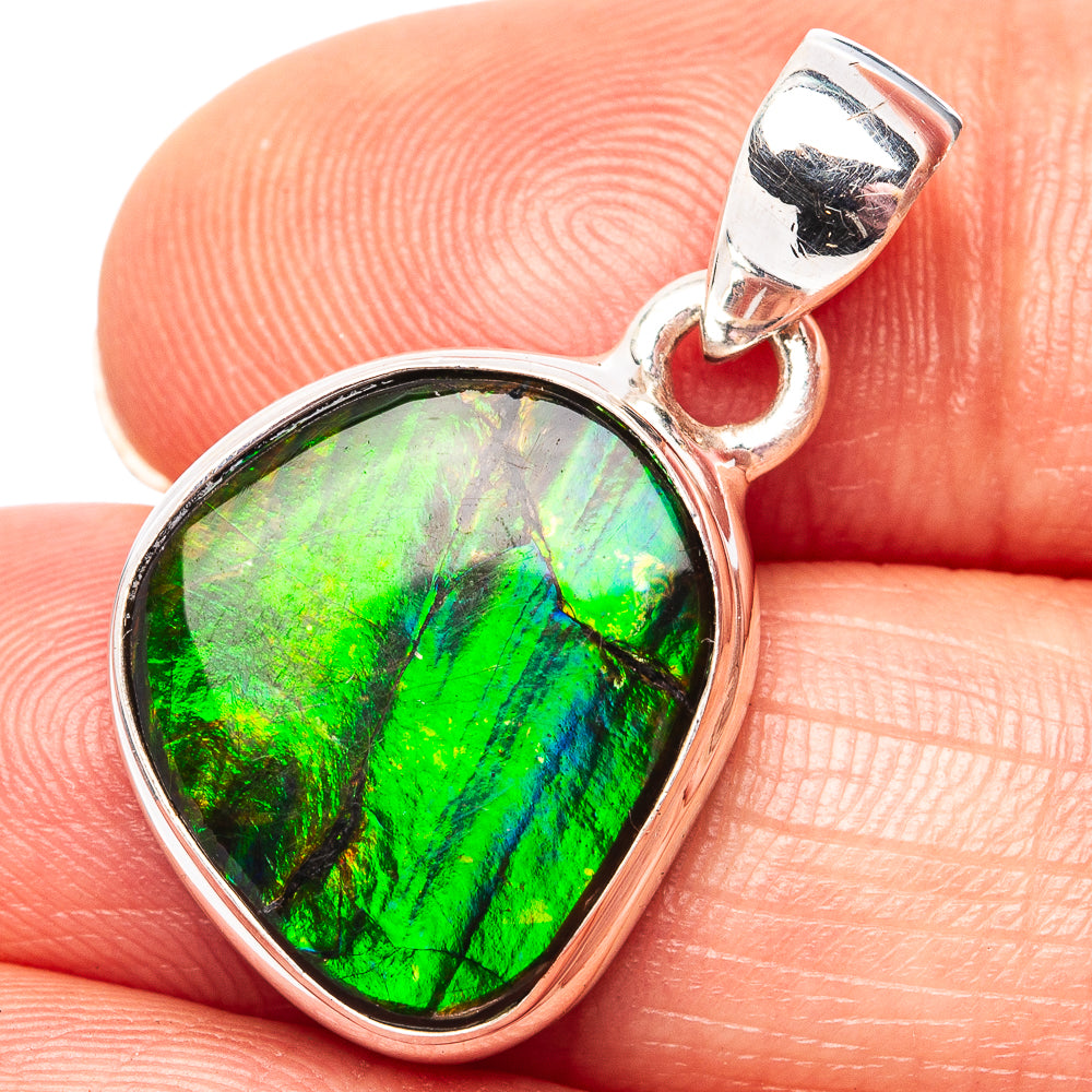 Premium Canadian Ammolite Pendant 1 1/8" (.925 Sterling Silver)