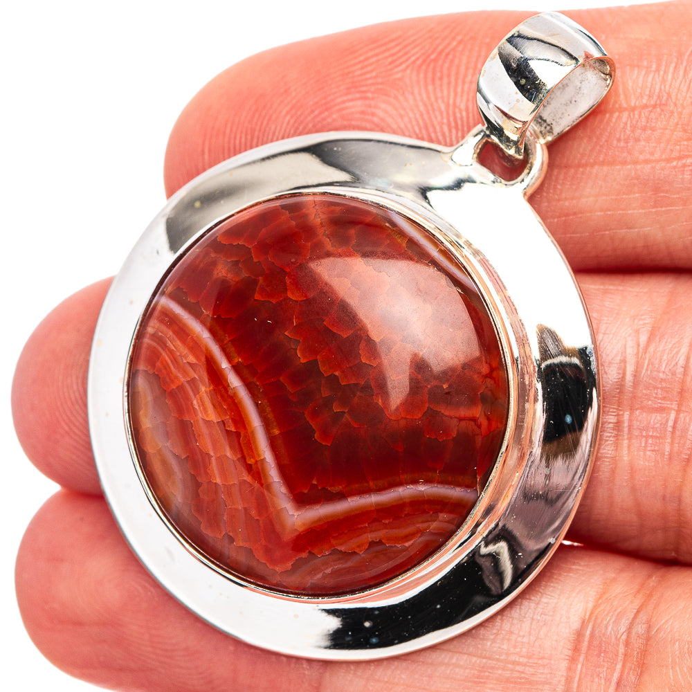 Premium Fire Crab Agate Pendant 1 5/8" (.925 Sterling Silver)