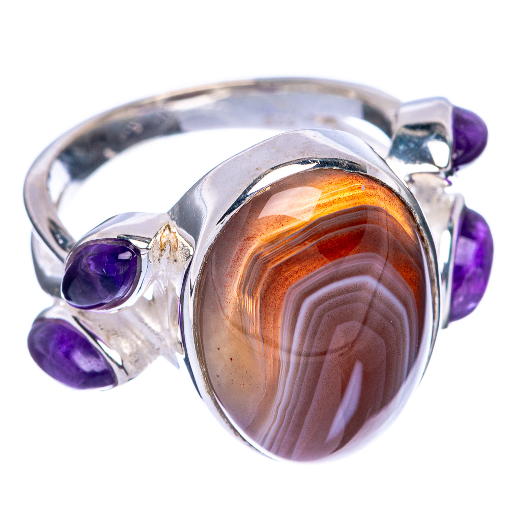 Botswana Agate, Amethyst Ring Size 6.25 (925 Sterling Silver) R144712