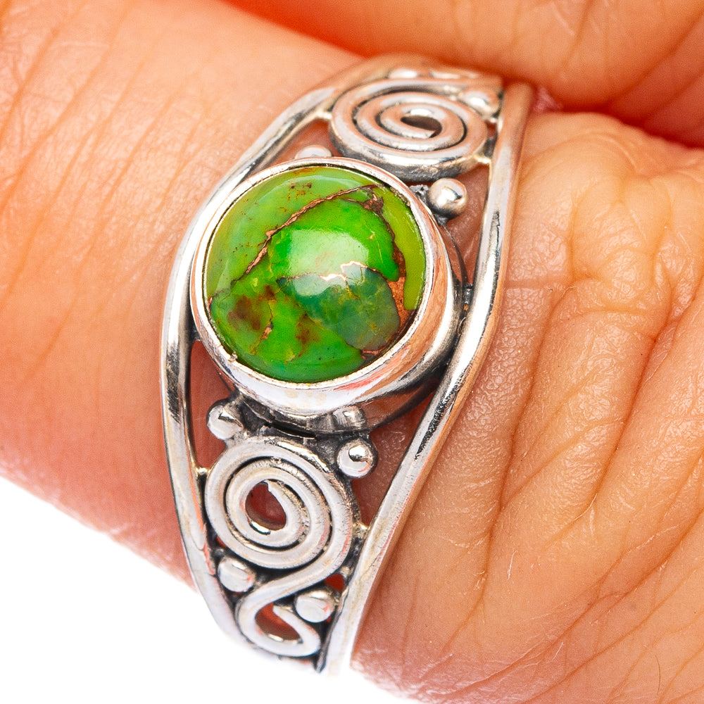Green Copper Composite Turquoise Dainty Ring Size 6.25 (925 Sterling Silver) R145614
