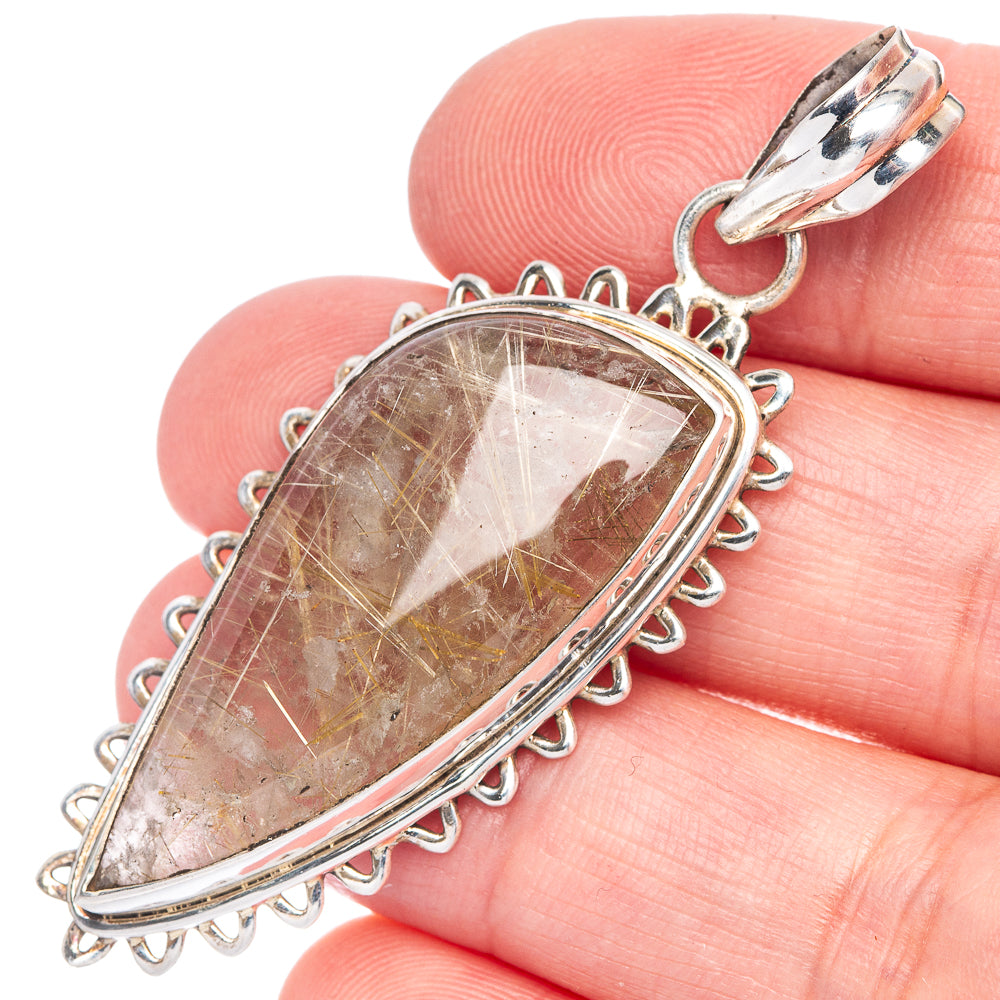 Rutilated Quartz Pendant 2 1/4" (925 Sterling Silver) P40064