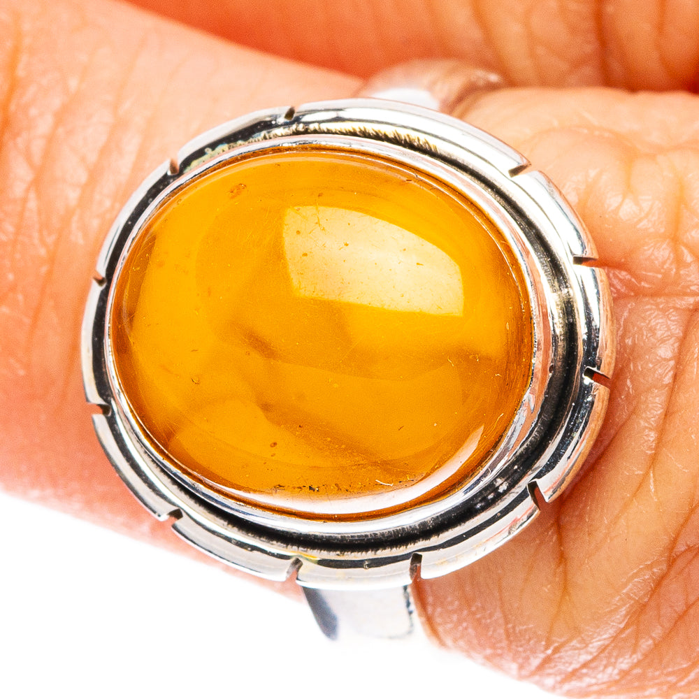 Rare Bone Amber Ring Size 6 (925 Sterling Silver) R5032