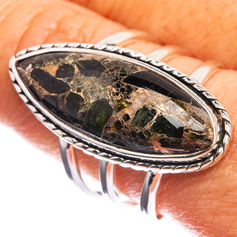 Large Copper Black Onyx 925 Sterling Silver Ring Size 9.5