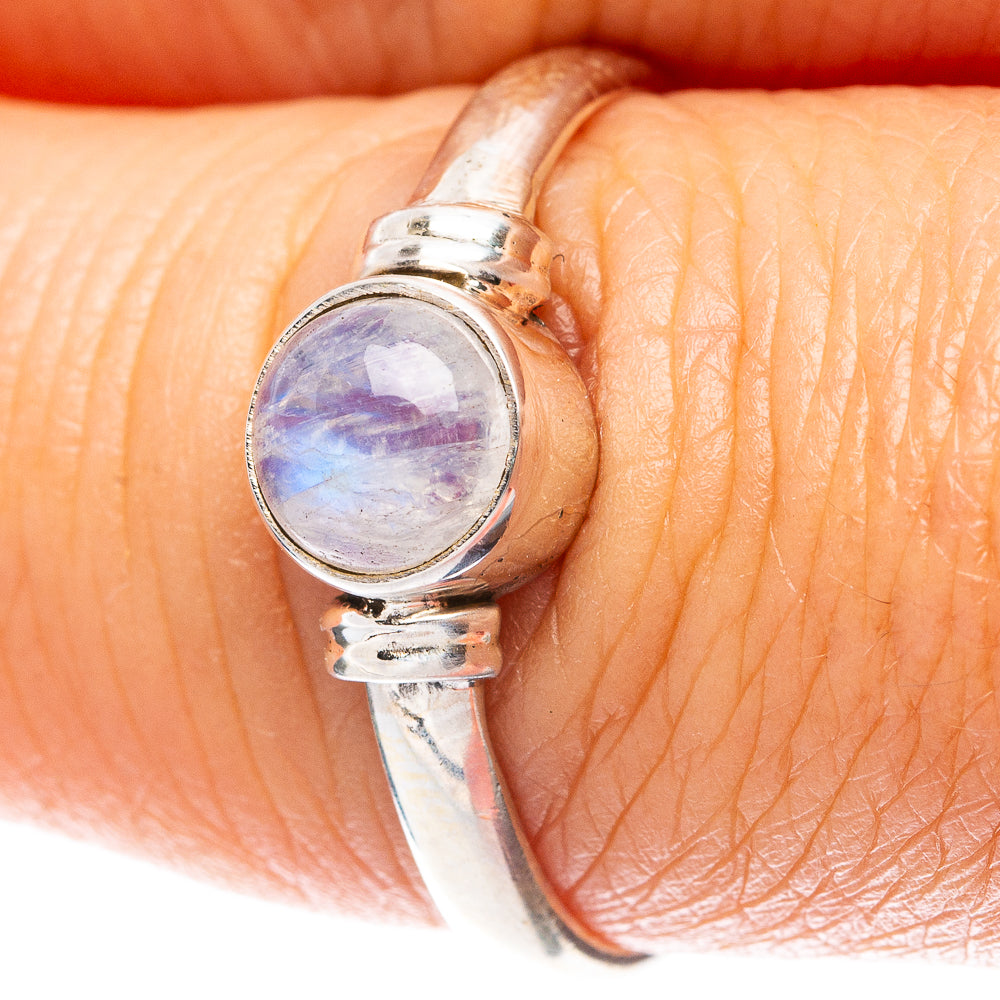 Rainbow Moonstone Dainty Ring Size 8 (925 Sterling Silver) R5738