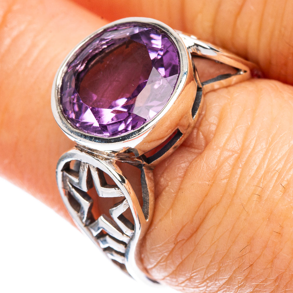 Faceted Amethyst Ring Size 7.5 (925 Sterling Silver) R2480