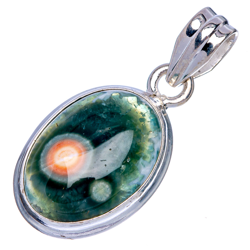 Ocean Jasper Pendant 1 1/4" (925 Sterling Silver) P40129