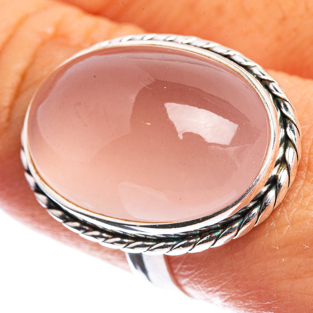 Rose Quartz 925 Sterling Silver Ring Size 9