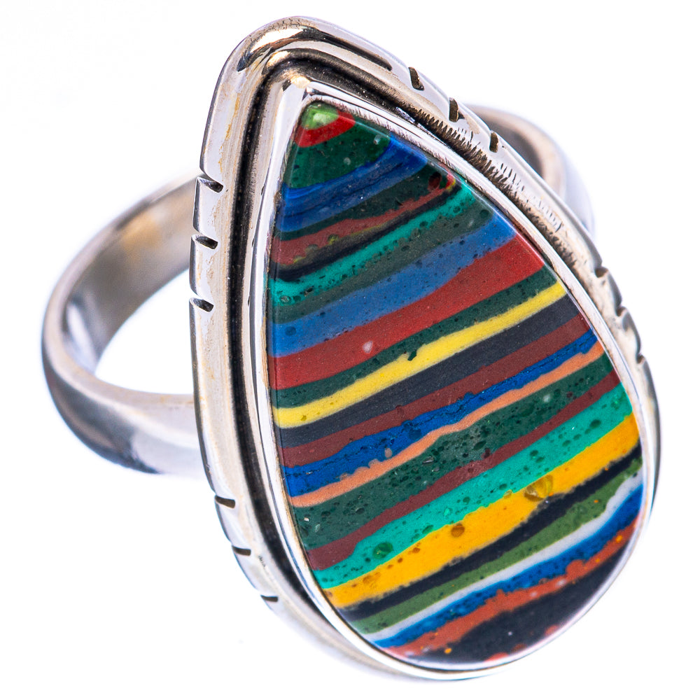 Rainbow Calsilica Ring Size 6.25 (925 Sterling Silver) R1987