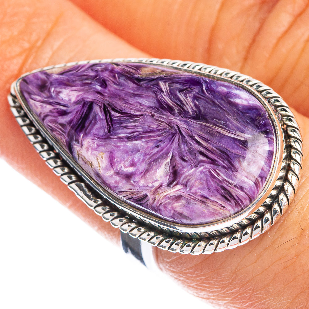 Large Charoite Ring Size 6.75 (925 Sterling Silver) R144324