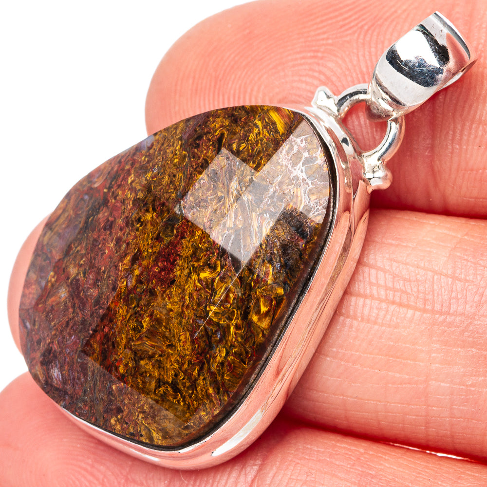 Rare Golden Pietersite 925 Sterling Silver Pendant 1 1/2" (925 Sterling Silver) P42651
