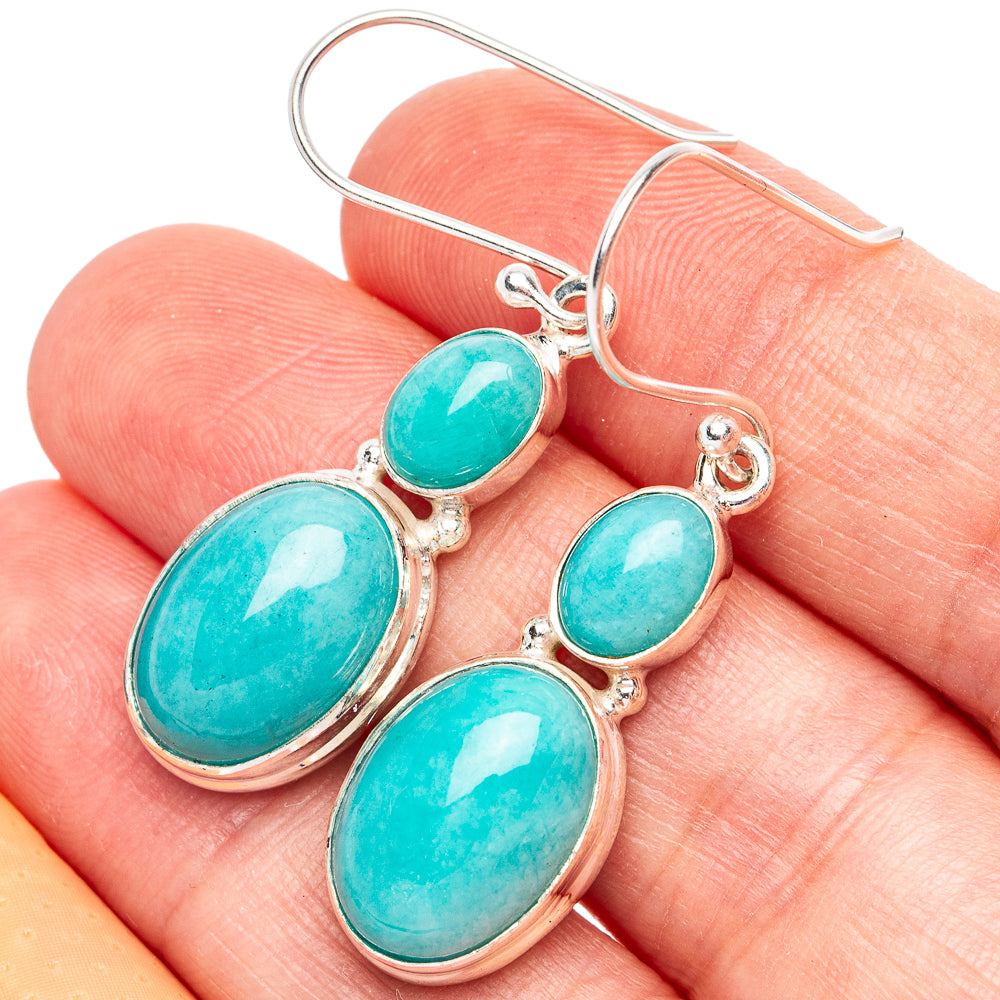 Amazonite Earrings 1 5/8" (925 Sterling Silver) E2764