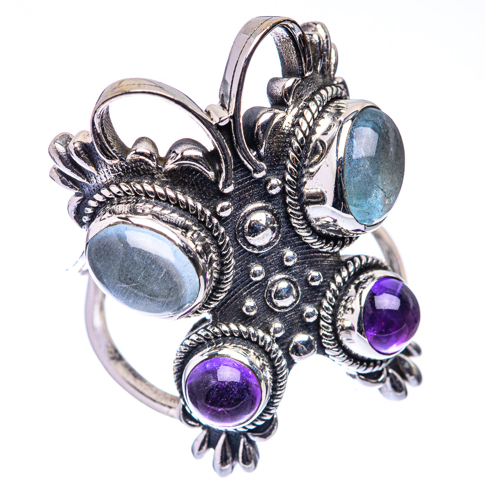 Large Aquamarine, Amethyst Ring Size 8.5 (925 Sterling Silver) R141210
