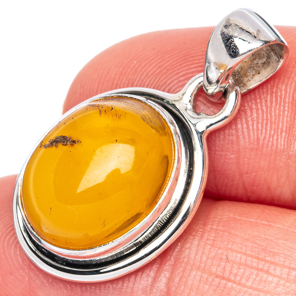 Rare Bone Amber Pendant 1 1/8" (925 Sterling Silver) P41305