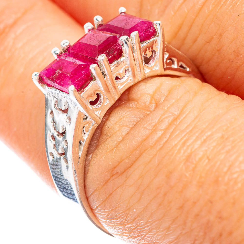 Red Sillimnate Ring Size 7.75 (925 Sterling Silver) R5687