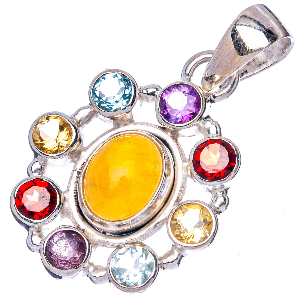 Rare Ethiopian Opal, Garnet, Amethyst, Citrine, Blue Topaz Pendant 1 1/4" (925 Sterling Silver) P42739
