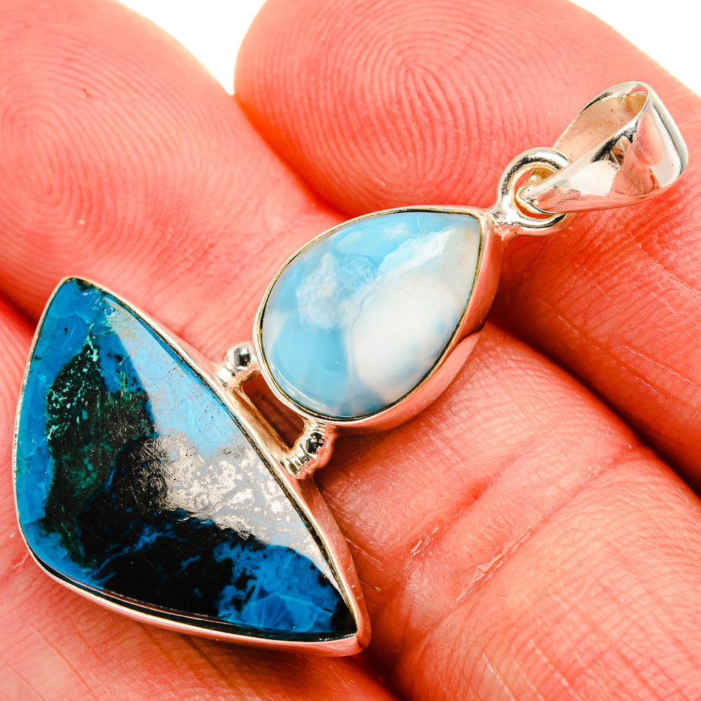 Shattuckite, Larimar 925 Sterling Silver Pendant 1 3/4" (925 Sterling Silver) PD38400