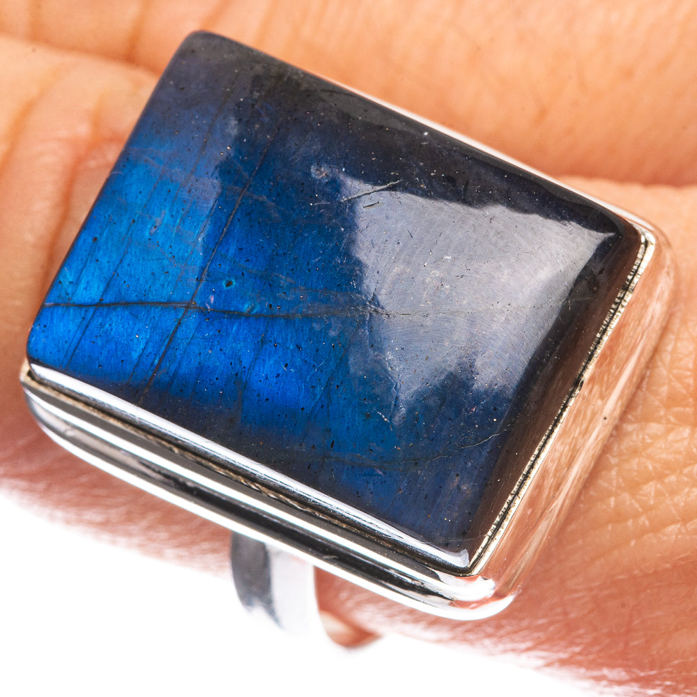 Large Labradorite 925 Sterling Silver Ring Size 9.5
