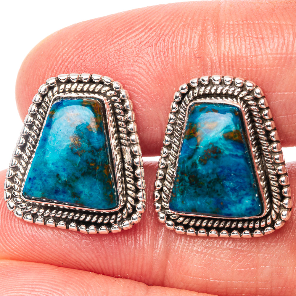 Shattuckite Earrings 5/8" (925 Sterling Silver) E1505