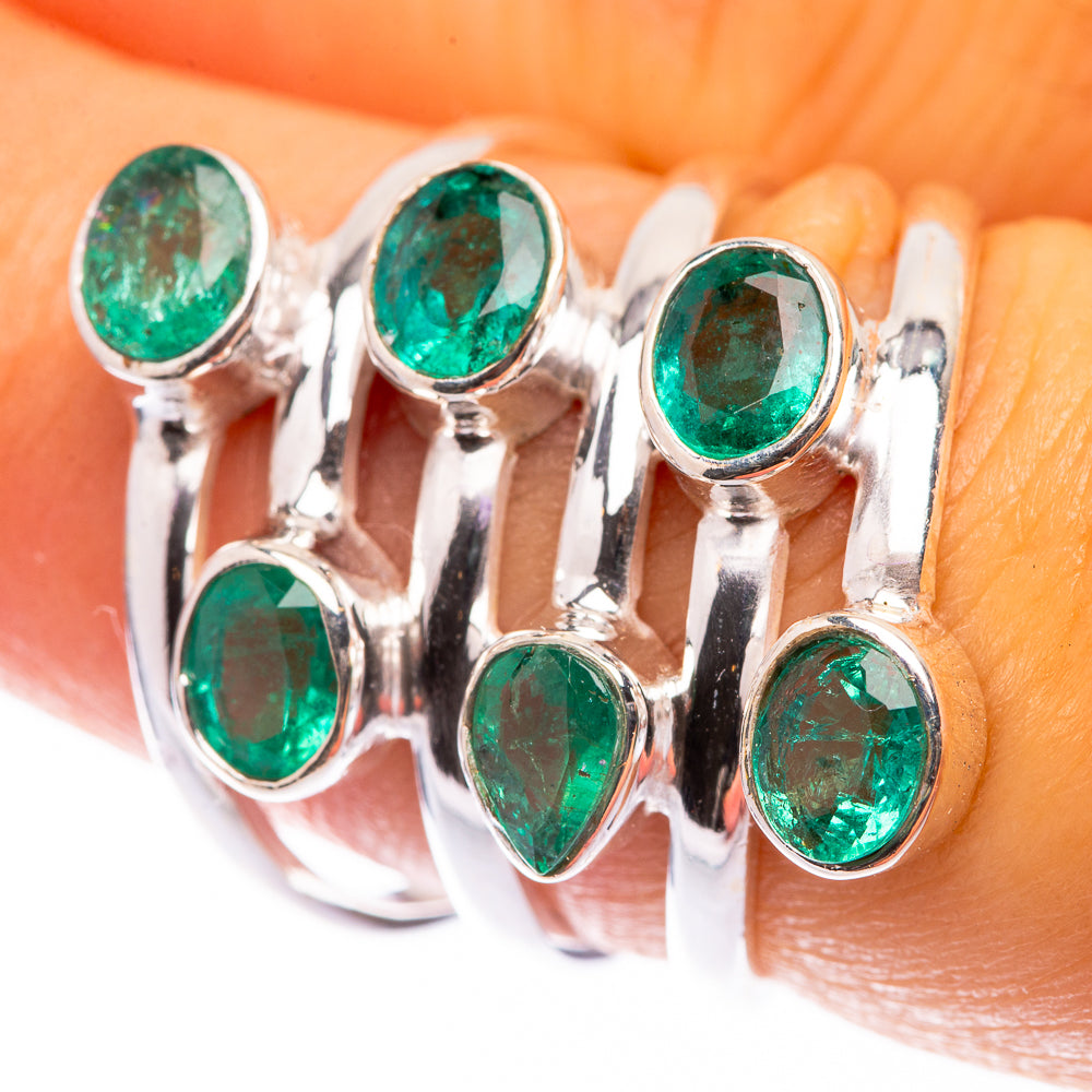 Zambian Emerald Ring Size 7.25 (925 Sterling Silver) R141080