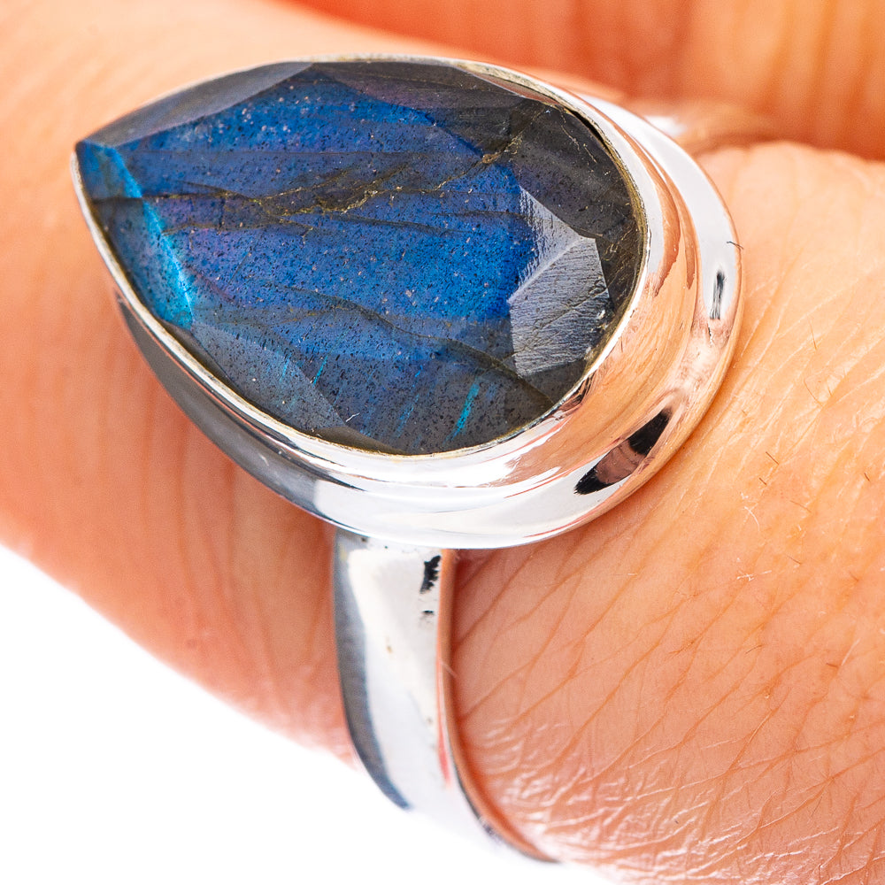 Faceted Labradorite Ring Size 7.5 (.925 Sterling Silver)