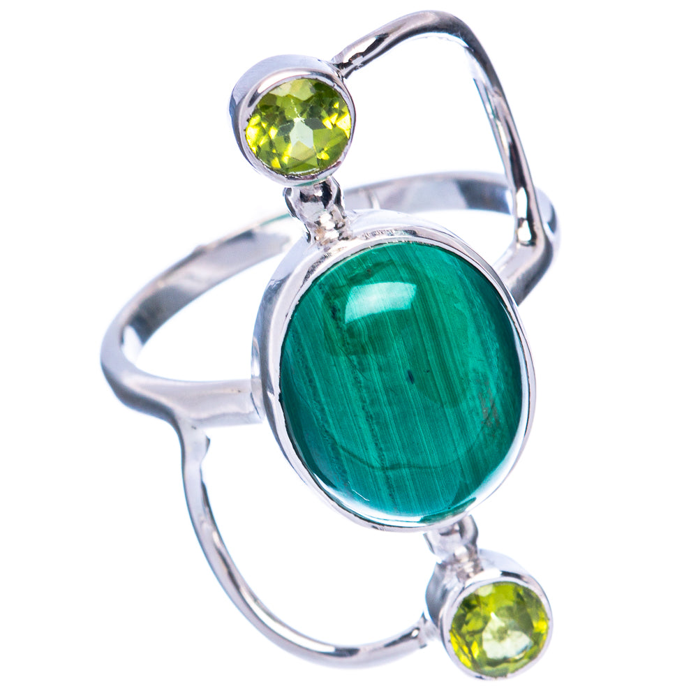Premium Malachite, Peridot Ring Size 6.25 (925 Sterling Silver) R2642