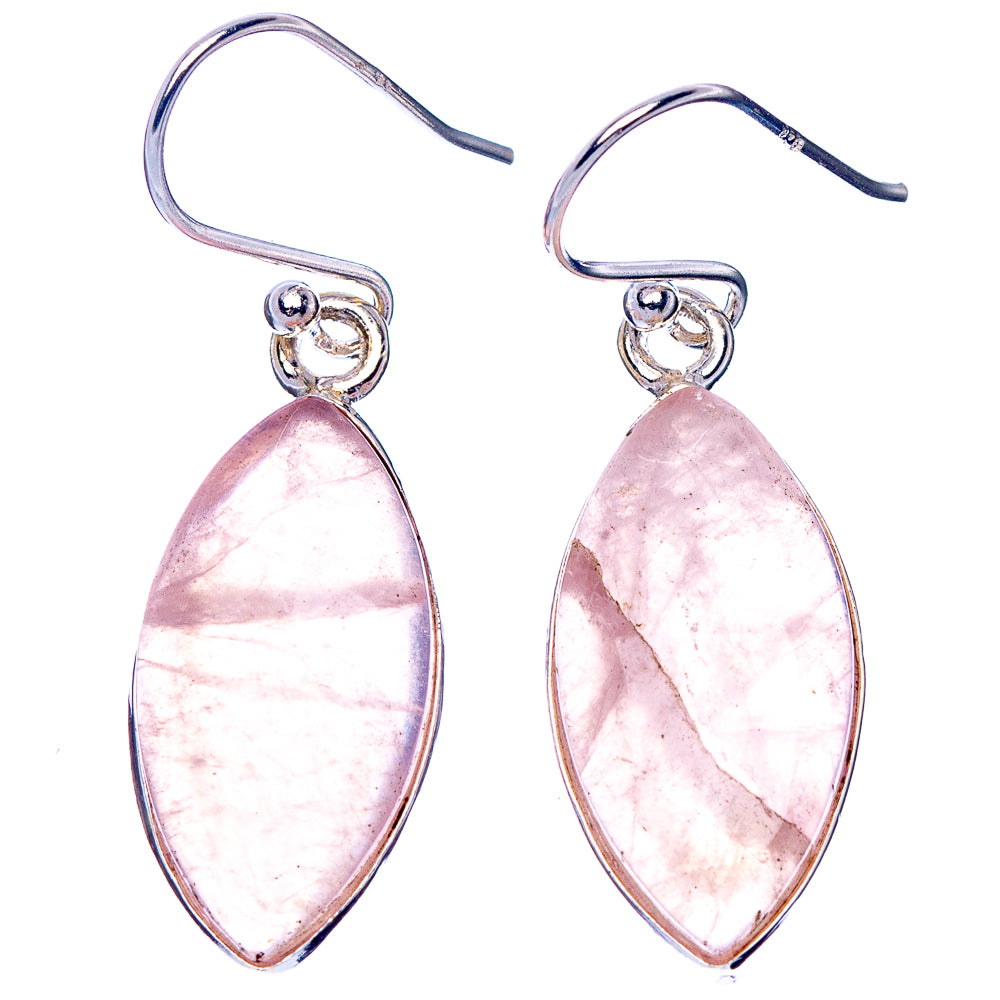 Rose Quartz Earrings 1 1/2" (925 Sterling Silver) E1714