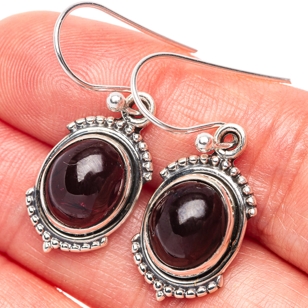 Garnet Dainty Earrings 1 3/8" (925 Sterling Silver) E2018