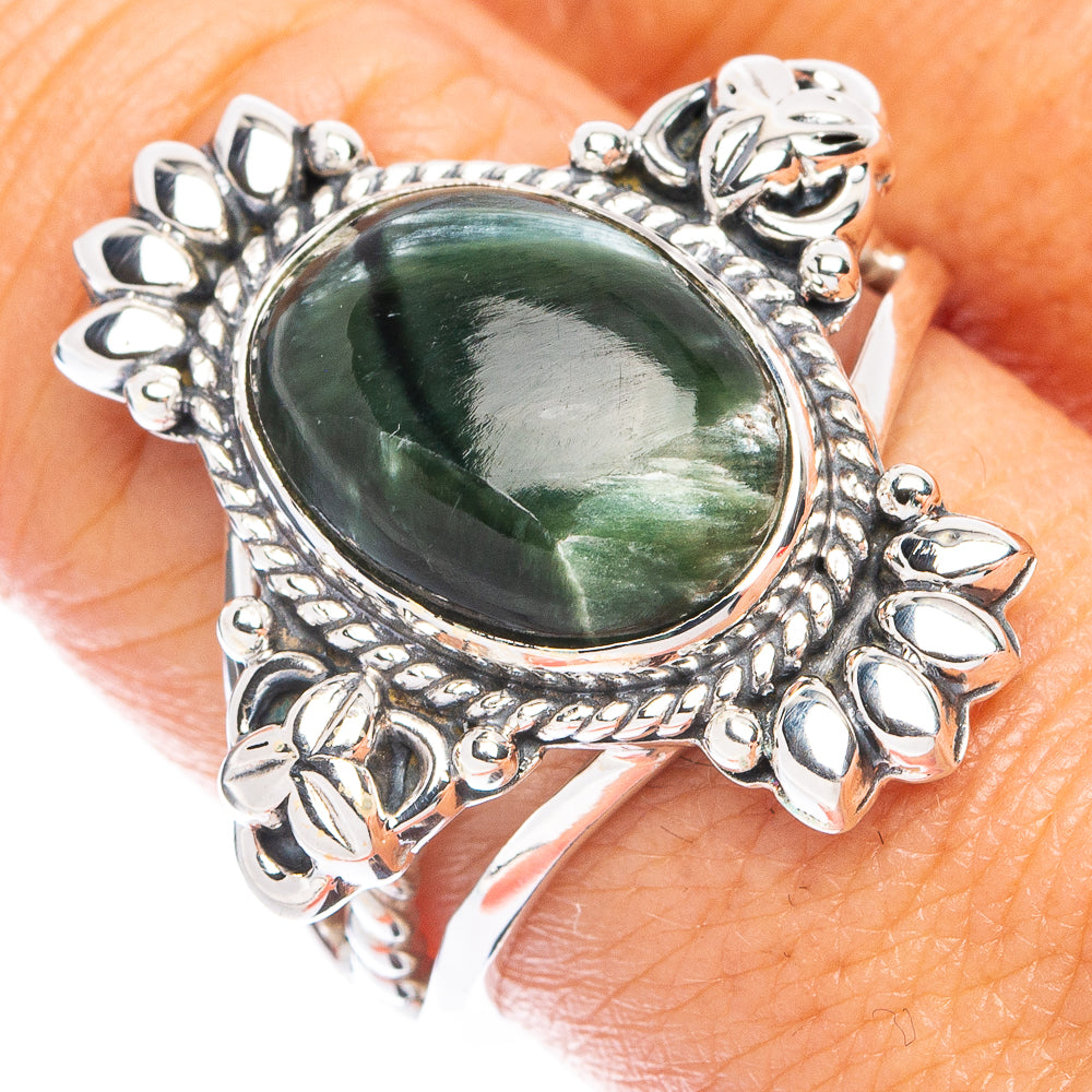 Premium Seraphinite Ring Size 9 (925 Sterling Silver) R7639