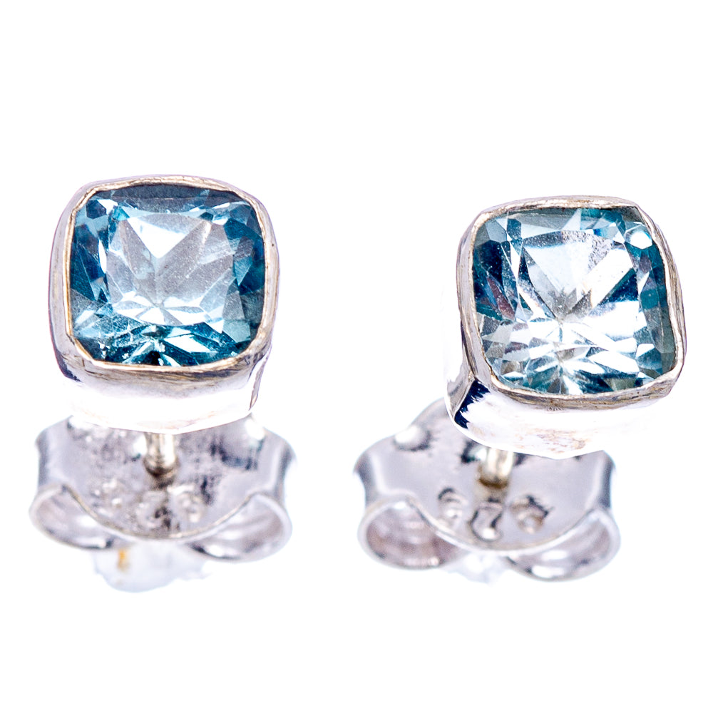 Blue Topaz Earrings 1/4" (.925 Sterling Silver)
