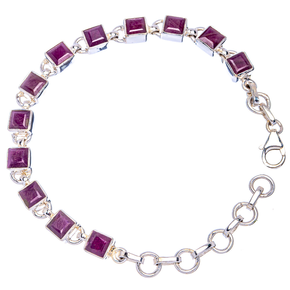 Ruby Bracelet 6 3/8 To 7 7/8" (925 Sterling Silver) B90353