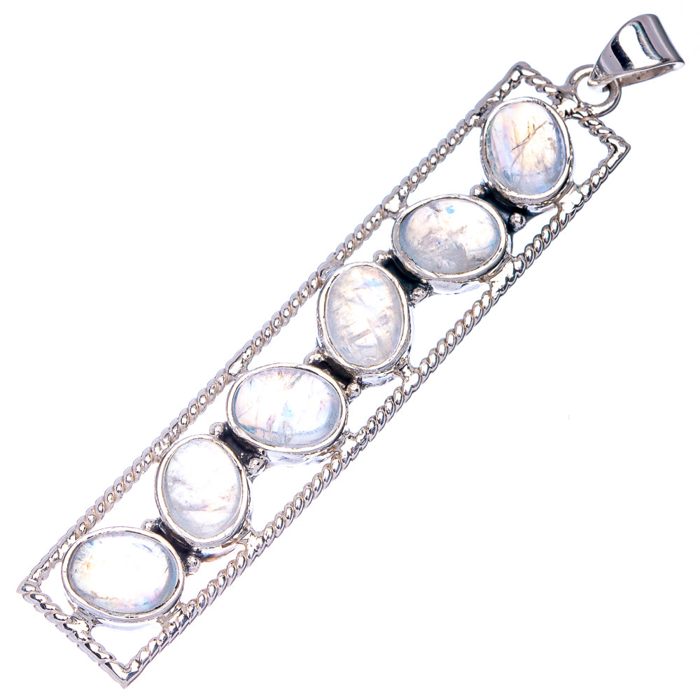 Signature Rainbow Moonstone Pendant 2 5/8" (925 Sterling Silver) P41194