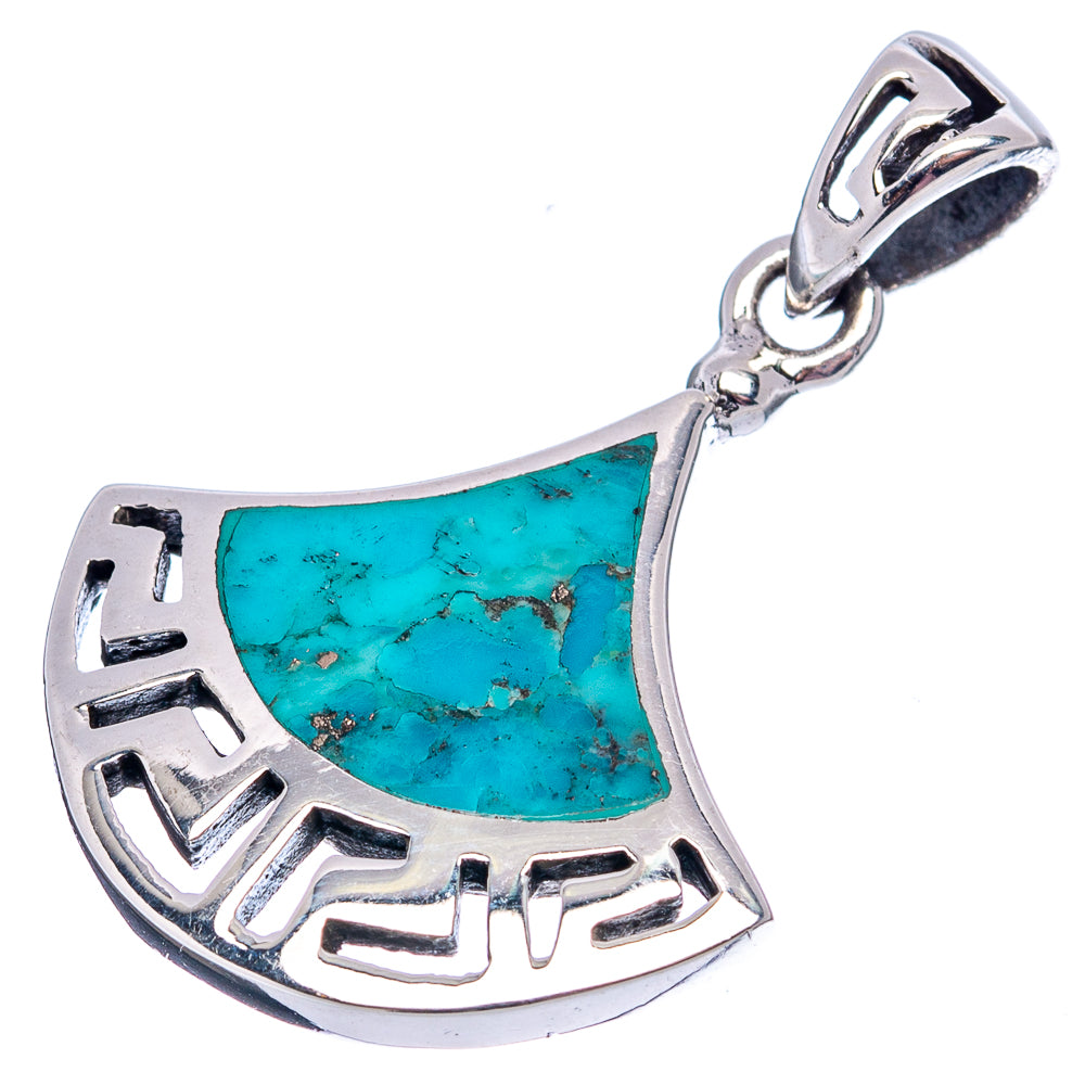 Native Style Mohave Turquoise Pendant 1 1/4" (.925 Sterling Silver)