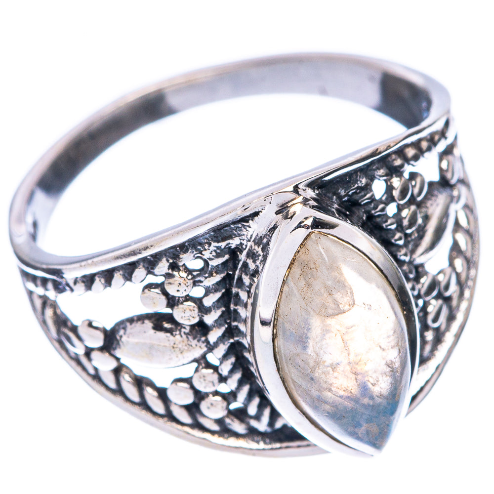 Rainbow Moonstone Dainty Ring Size 7.75 (925 Sterling Silver) R5956