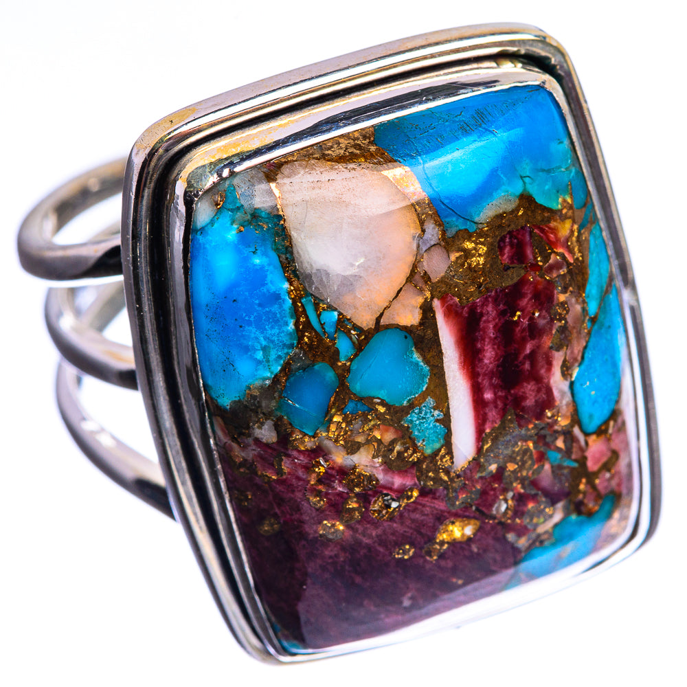 Large Spiny Oyster Turquoise 925 Sterling Silver Ring Size 10.25