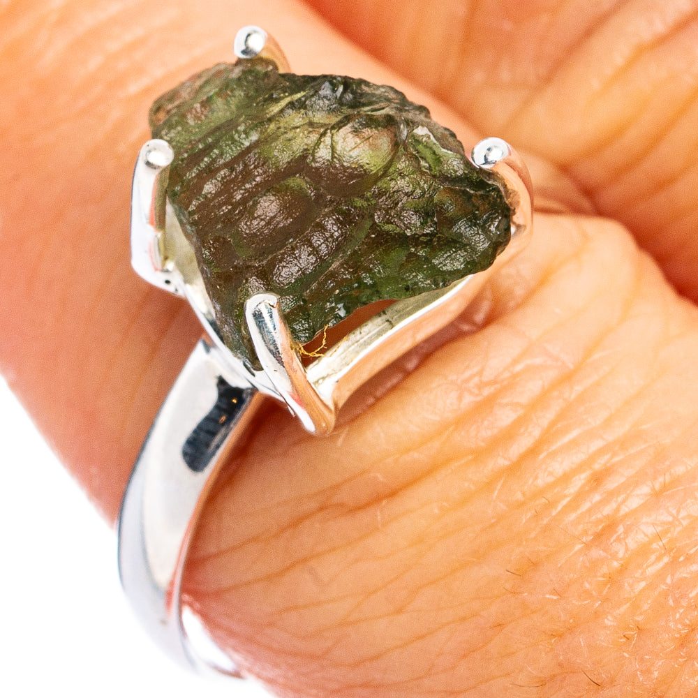Rare Moldavite Ring Size 8.75 (.925 Sterling Silver)
