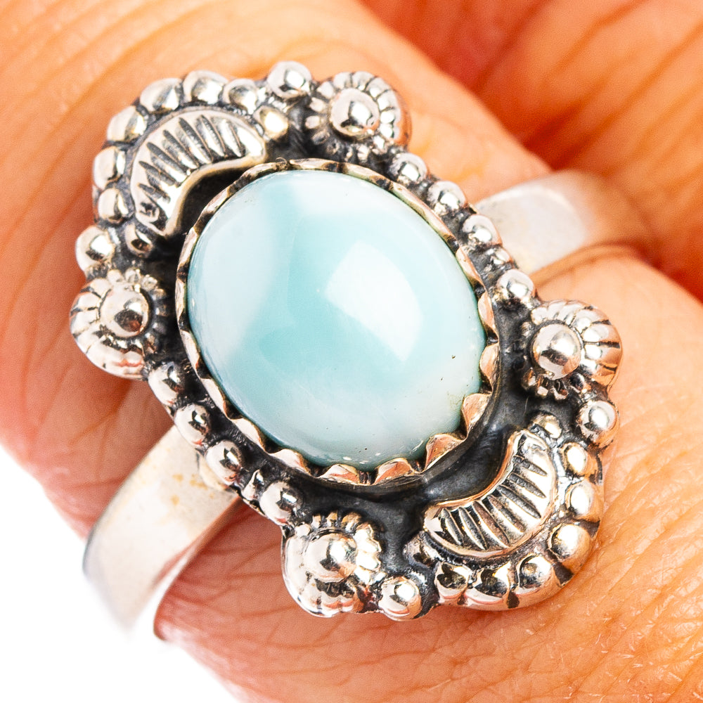 Rare Larimar Ring Size 8.75 (.925 Sterling Silver)