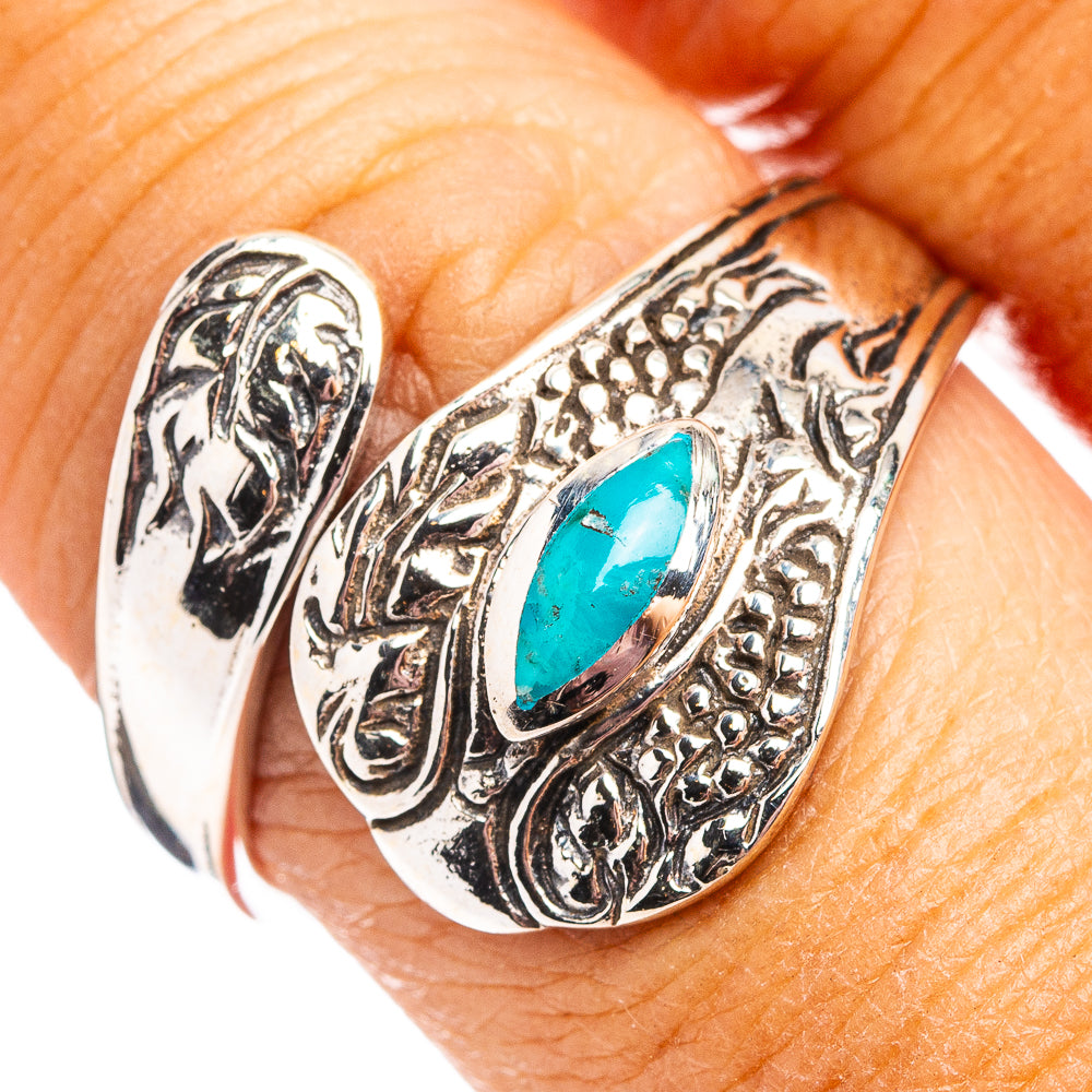 Native Style Mohave Turquoise Ring Size 8 Adjustable (.925 Sterling Silver)