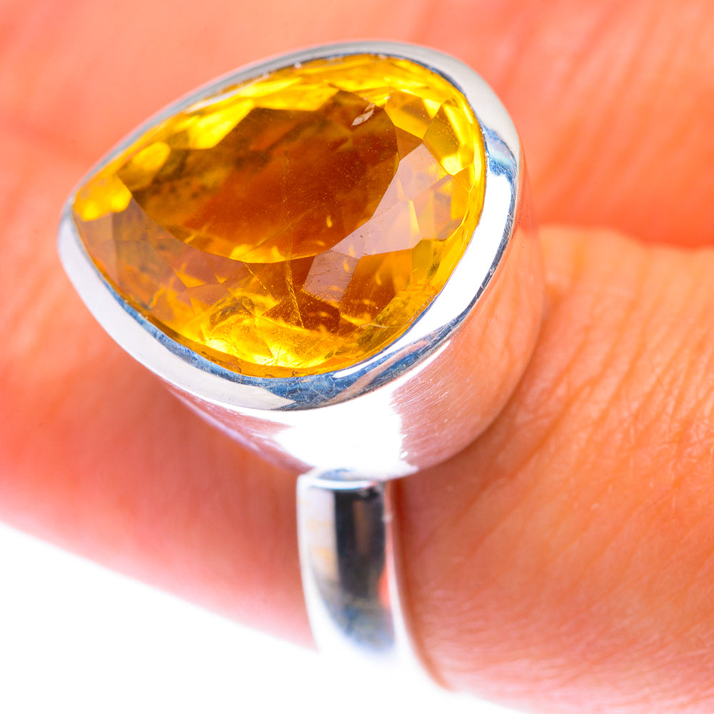 Large Faceted Citrine Ring Size 7.25 (925 Sterling Silver) RING140006