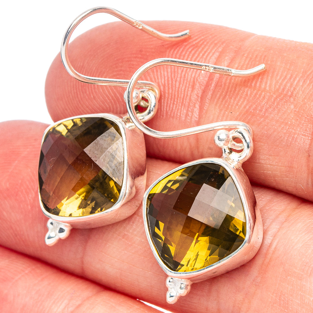 Olive Quartz 925 Sterling Silver Earrings 1 3/8" (925 Sterling Silver) E2124
