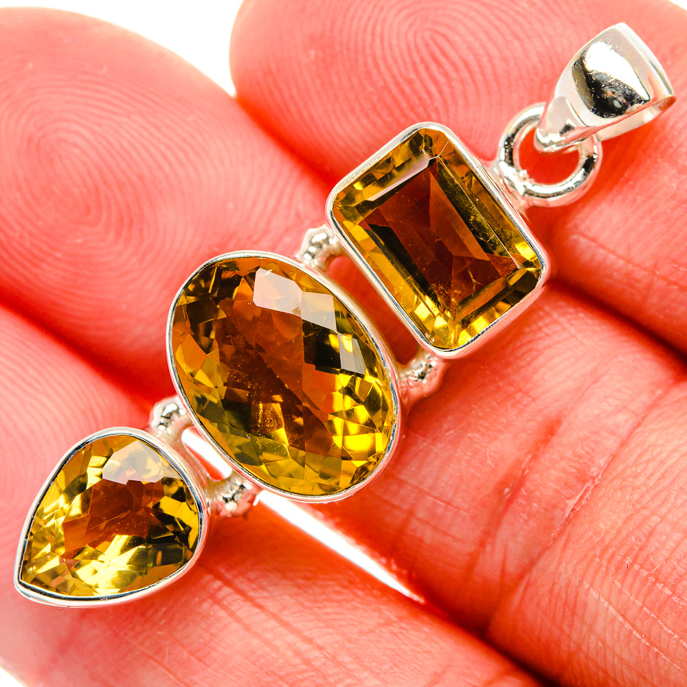 Faceted Citrine Pendant 1 3/4" (925 Sterling Silver) PD38059
