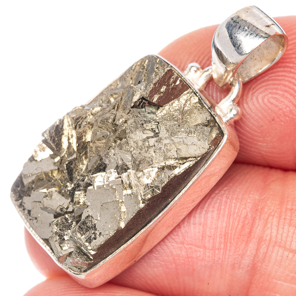 Rough Pyrite Pendant 1 1/4" (925 Sterling Silver) P40844