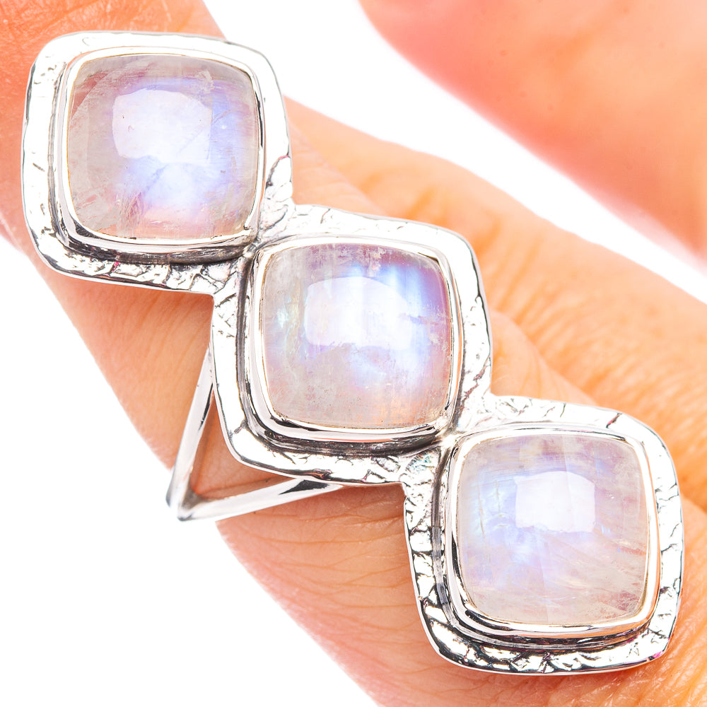 Signature Rainbow Moonstone Ring Size 6.75 (.925 Sterling Silver)