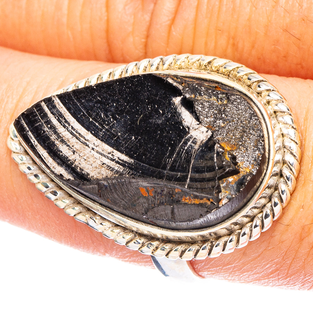 Shungite 925 Sterling Silver Ring Size 8.5 (925 Sterling Silver) R6430