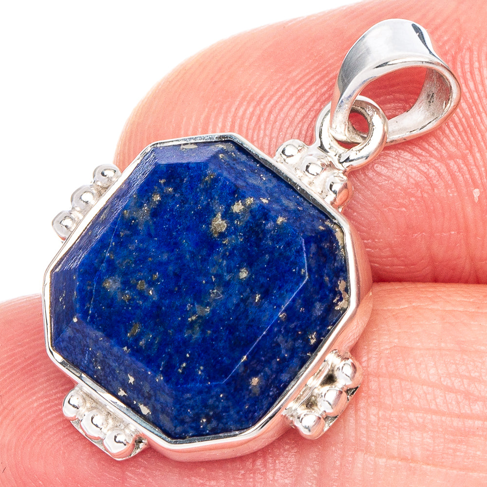 Premium Lapis Lazuli Pendant 1 1/8" (925 Sterling Silver) P41170
