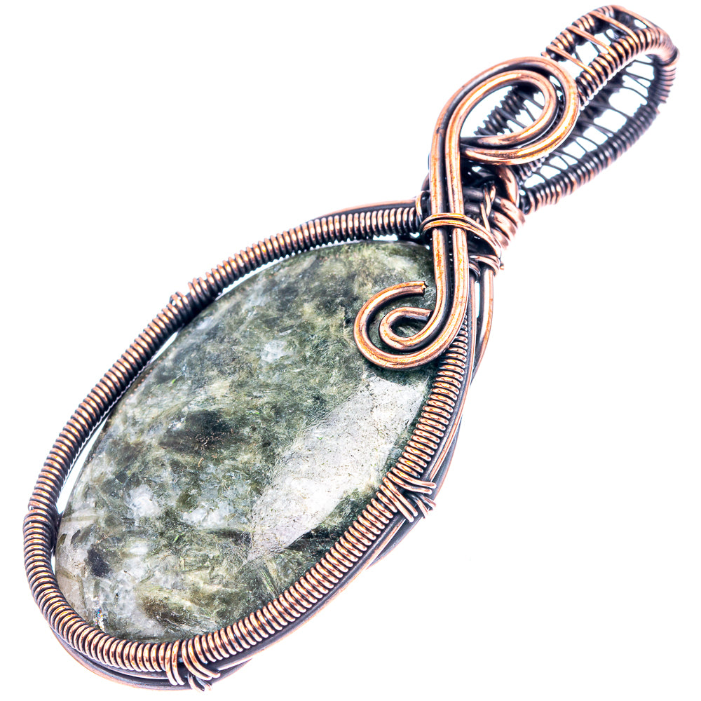 Seraphinite Wire Wrap Pendant 2 5/8" (Oxidized Copper)