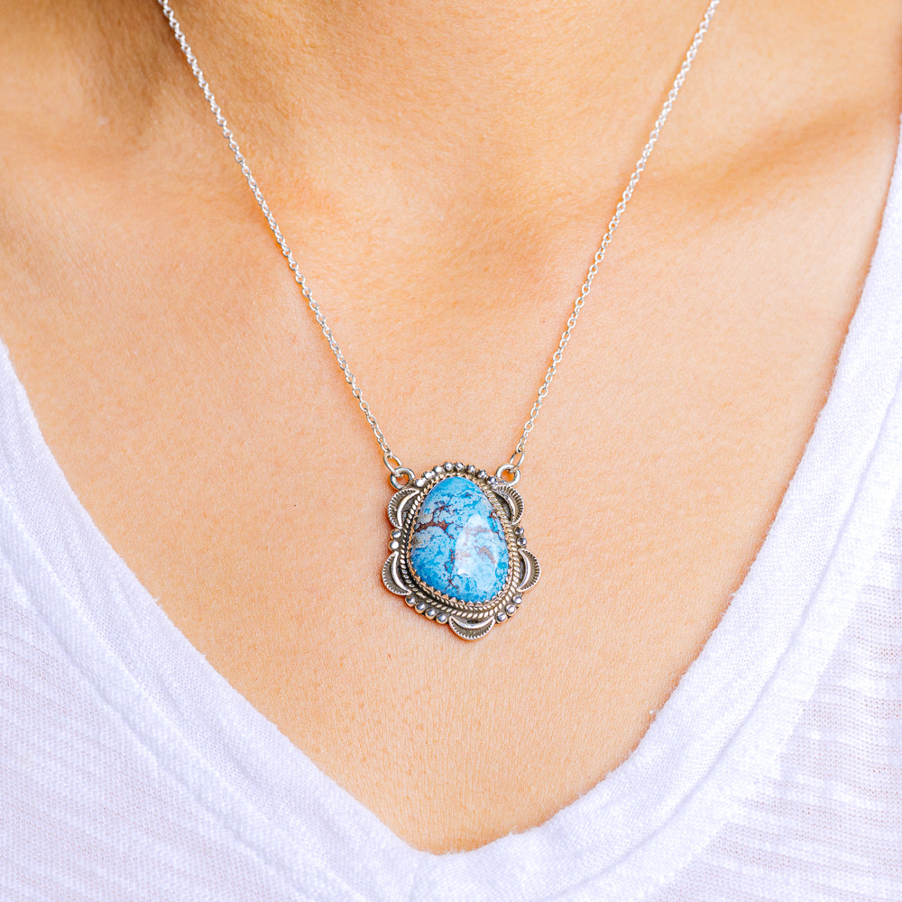 Golden Hills Turquoise Necklace 17 to 19" (.925 Sterling Silver)