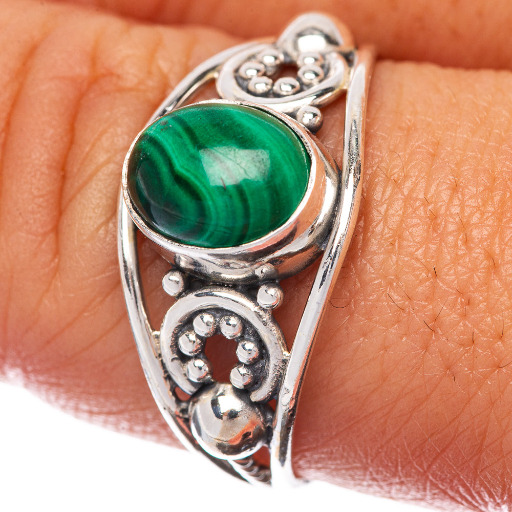 Malachite Dainty Ring Size 9.25 (925 Sterling Silver) R145250
