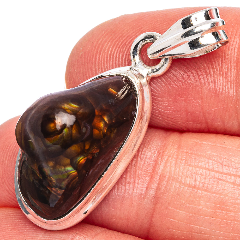 Rare Mexican Fire Agate Pendant 1 3/8" (925 Sterling Silver) P40375