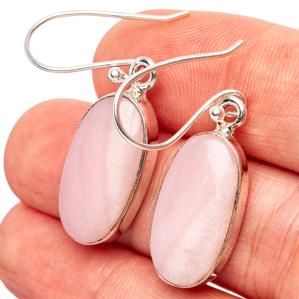 Pink Opal Earrings 1 1/2" (.925 Sterling Silver)